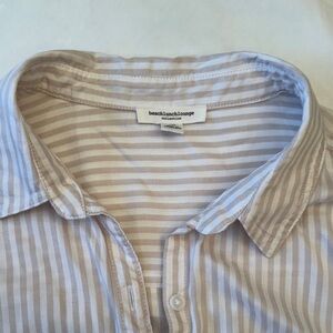 Beachlunchlounge Women's Beige and White Striped Blouse
